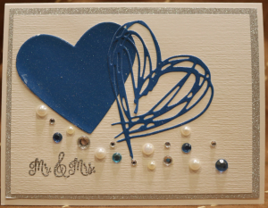 823a Wedding - Double Hearts with jewels