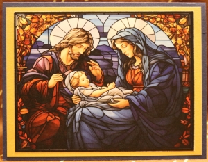 905 Christmas - Stained Glass Mary, Joseph & Baby
